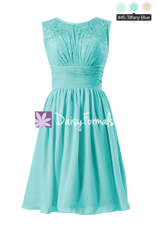 Aqua Lace Bridal Party Dress Tiffany Blue Vintage Chiffon Formal Dress Turquoise Evening Dress (BM2529) Tunics Solid Classic