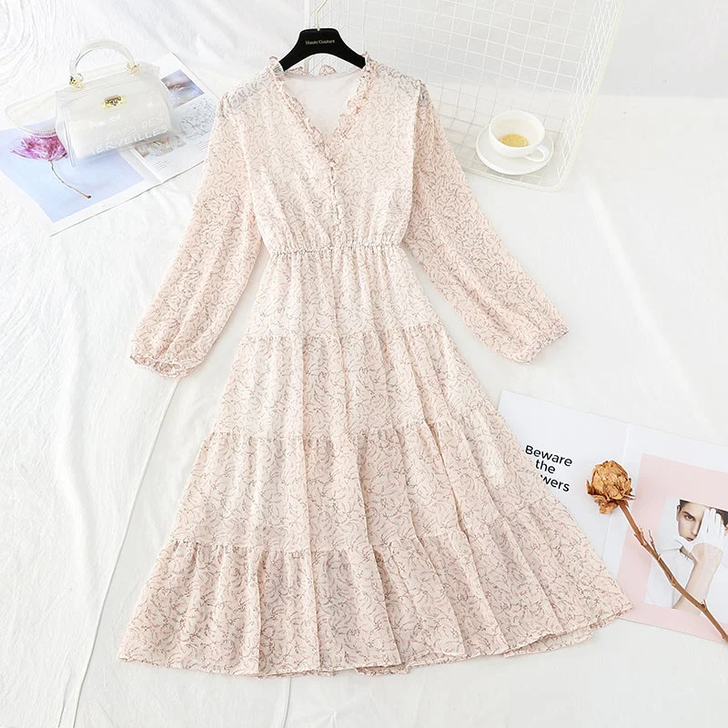 New Ruffle French Vintage chiffon skirt long  3862 lace skirt romantic