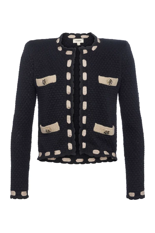 Astor Cardigan - Black Cappucino Velvet Chenille Corduroy