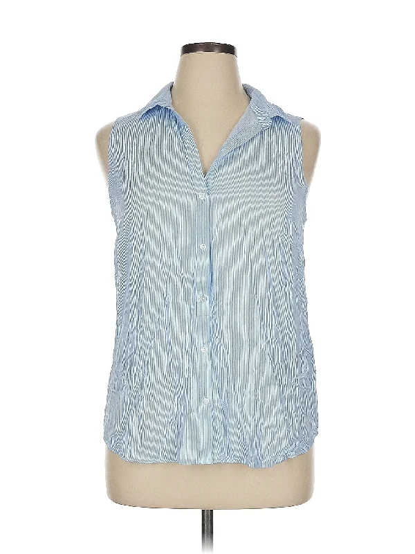 Sleeveless Button Down Shirt-- Ribbed T-Shirt High Neck Heavyweight