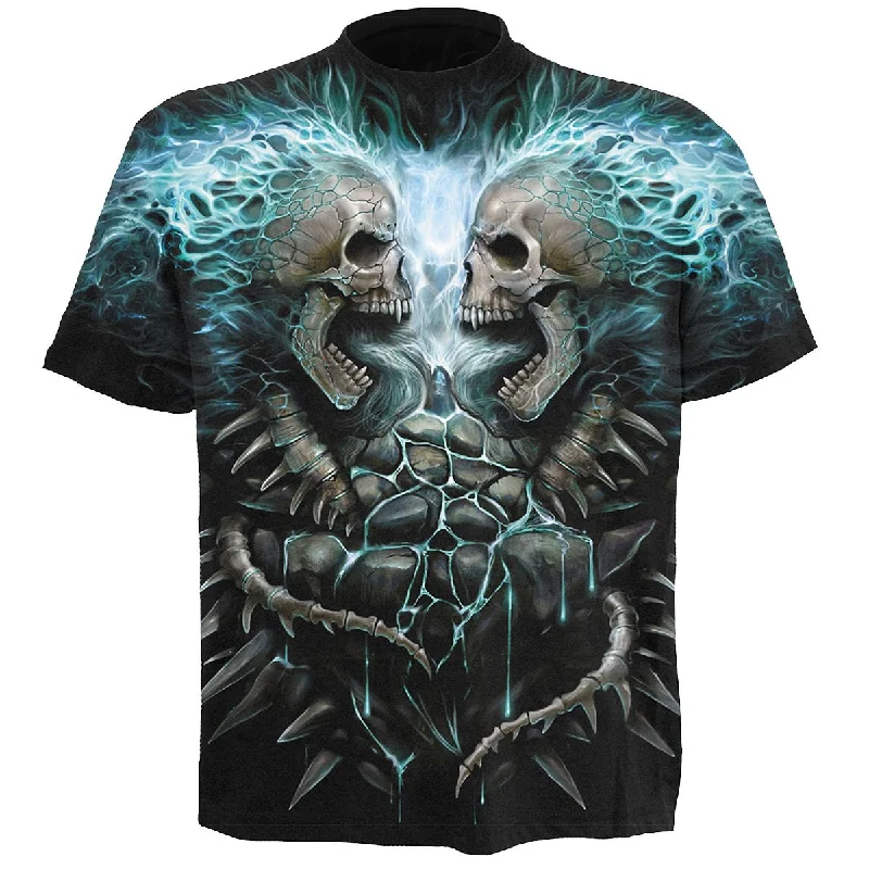 FLAMING SPINE - Allover T-Shirt Black-- Anti-Pilling Machine Wash Handmade