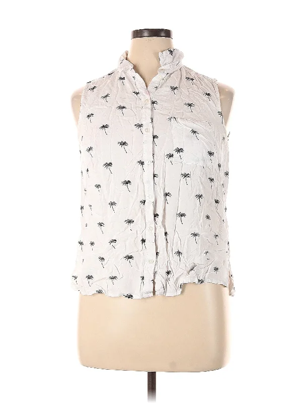 Sleeveless Button Down Shirt-- Graphic T-Shirt Round Neck Polyester