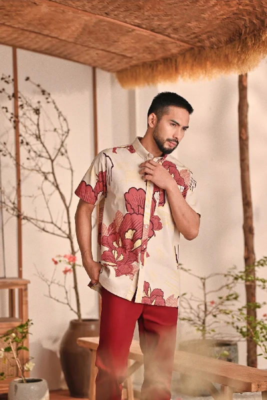 The Heiwa Men Batik Shirt - Renai-- Welt Pockets Slit Pockets