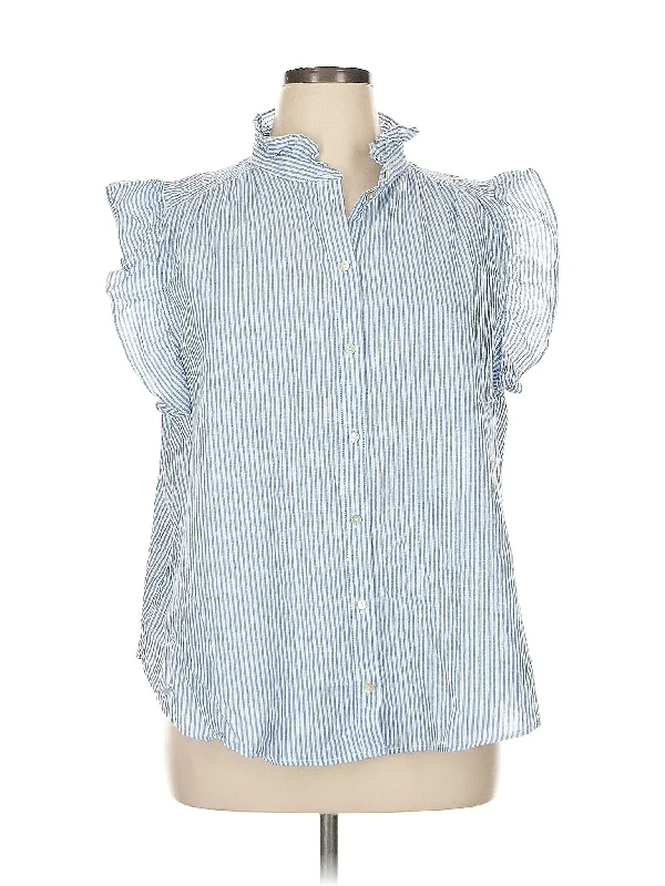 Sleeveless Button Down Shirt-- Anti-Pilling Machine Wash Handmade