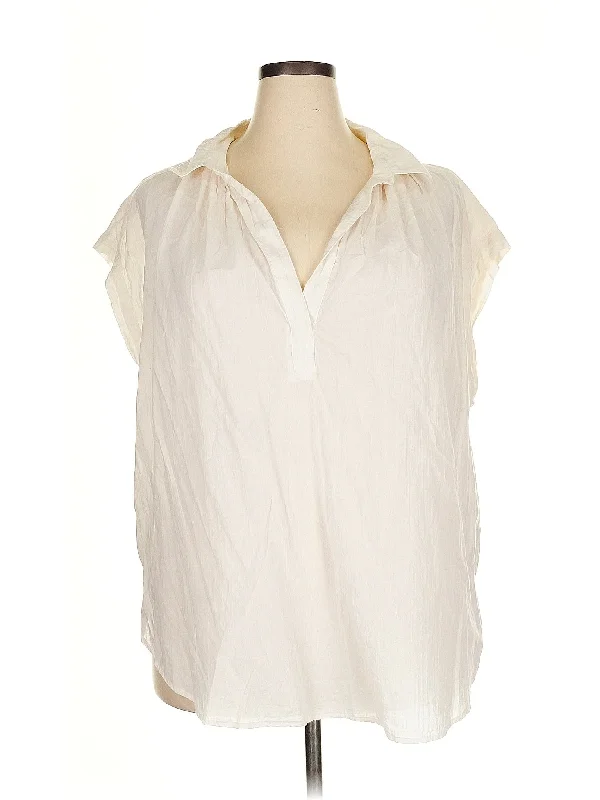 Sleeveless Button Down Shirt-- Collared T-Shirt Boat Neck A-Line