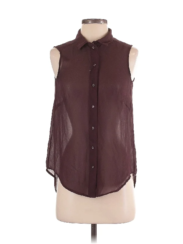 Sleeveless Button Down Shirt-- Solid Color Striped Floral