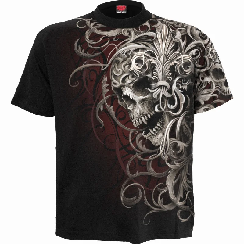 SKULL SHOULDER WRAP - Allover T-Shirt Black-- Ribbed T-Shirt High Neck Heavyweight