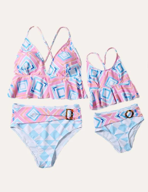 Printing Family Matching Swimsuit Floral Bikini Top