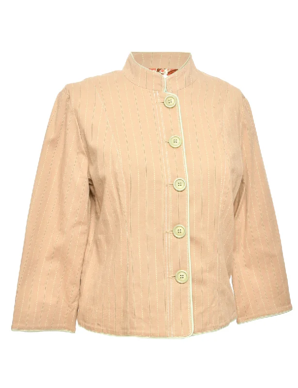 Coral Striped Classic Jacket - M Bomber Jacket Anorak Windbreaker