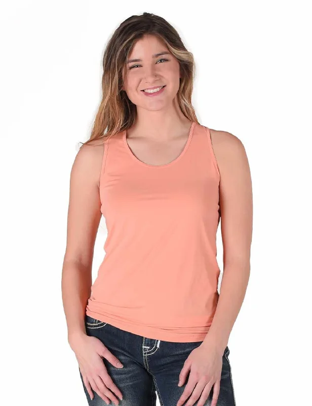 Cowgirl Tuff Womens Instant Cooling Racerback Coral Nylon S/L Tank Top rhinestone tank top Cowgirl Tuff Womens Instant Cooling Racerback Coral Nylon S/L Tank Top rhinestone tank top