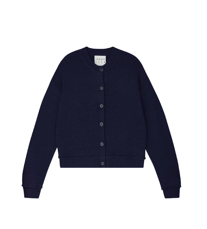 Boxy Crew Cardigan Knit Fabric Woven Fabric Fleece Fabric