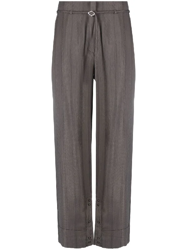 DRAPEY STRIPE SLIM MID-HIGH WAISTED PANT Trendy Tapered Pants