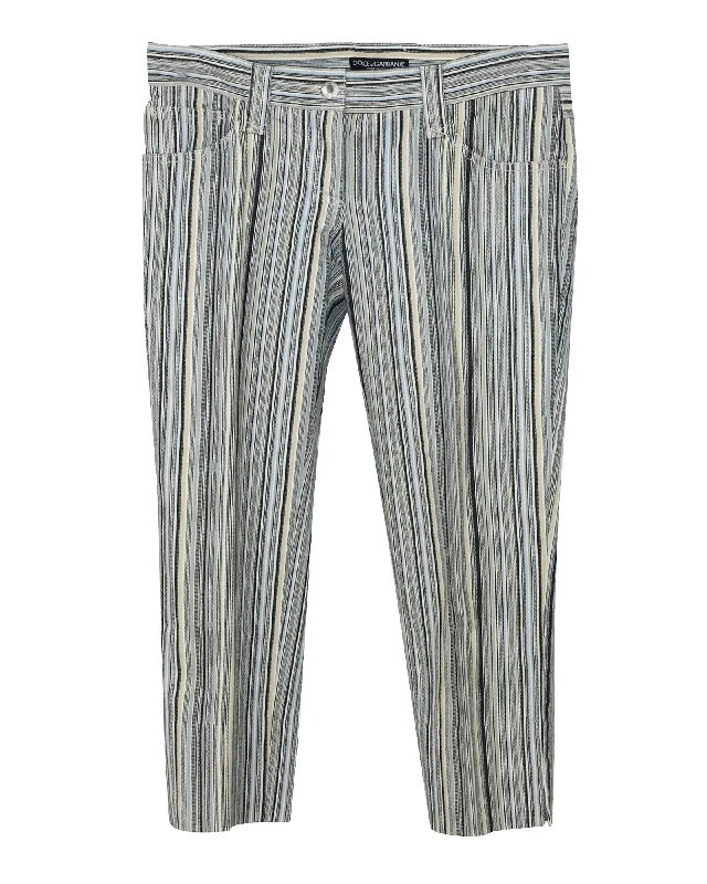 Dolce & Gabbana Striped Pants In Multicolored Cotton Slim Fit Casual Pants