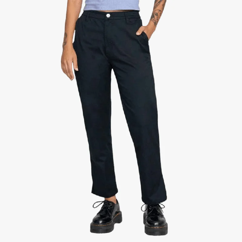 Rvca Womens Weekend Stretch Pants Black Elegant Trouser Pants