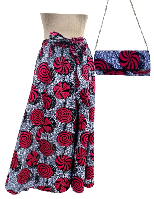 African Long Maxi Skirt & Handbag Set wrap skirt elegant
