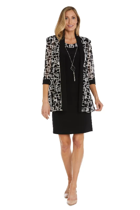 R&M Richards 9693 Short Print Jacket Mother of the Bride Dress Zip Front Button Front Snap Front