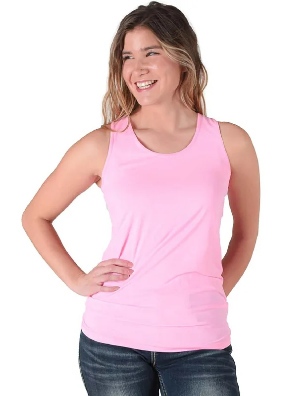 Cowgirl Tuff Womens Instant Cooling Racerback Bubblegum Pink Nylon S/L Tank Top casual tank top Cowgirl Tuff Womens Instant Cooling Racerback Bubblegum Pink Nylon S/L Tank Top casual tank top