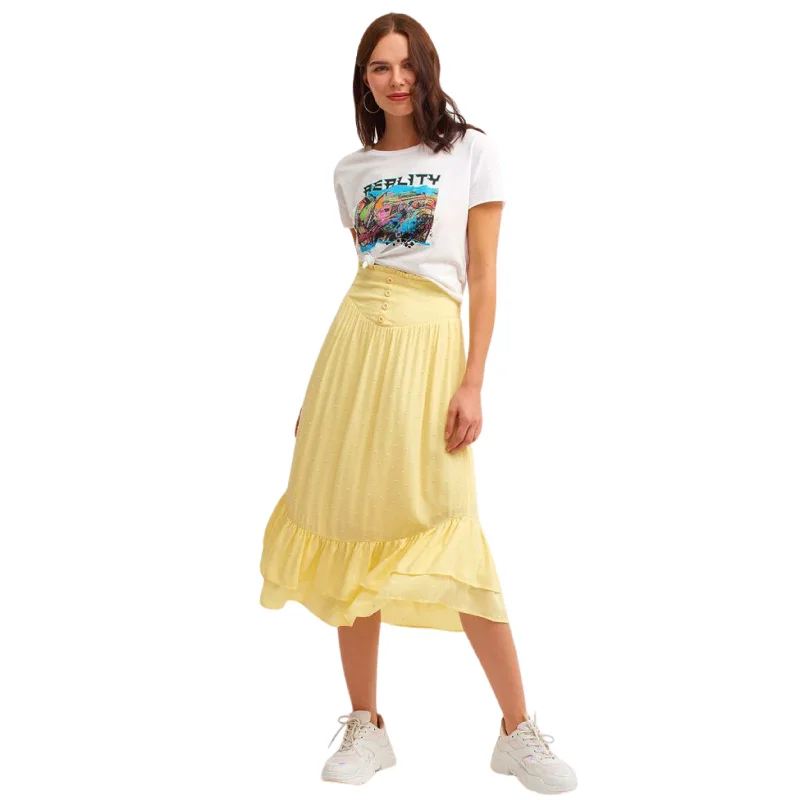 OXXO -  Midi Skirt With Slit Detail velvet skirt luxurious