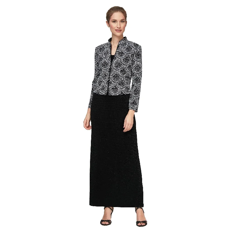 Alex Evenings AE8127567 Long Sleeve Jacket Dress Chenille Jacket Brocade Jacket Lace Jacket