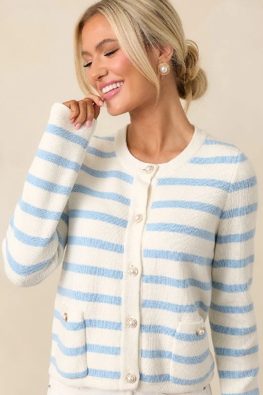 Kennedy Blue Belle Stripe Cardigan Toggled Drawstring Belted
