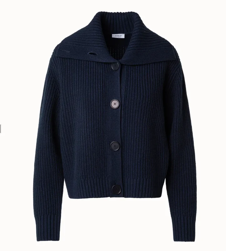 Ribbed Collar Knit Cardigan Sequined Glittery Shiny
