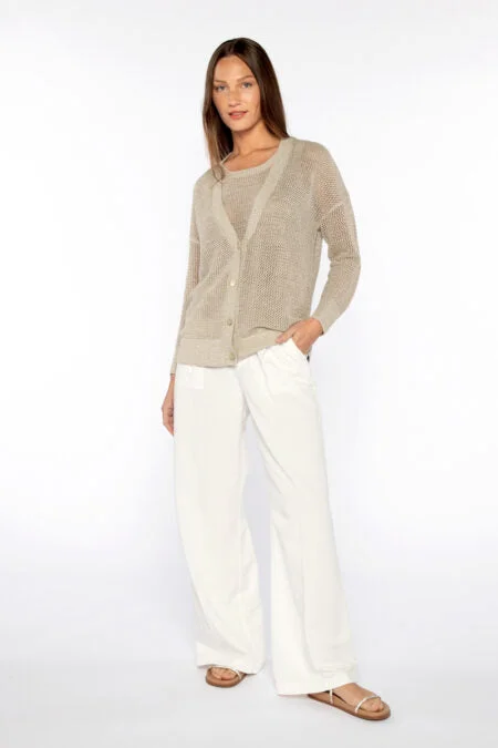 Kinross Cashmere Lurex Mesh Cardigan Polka Dot Checkered Tartan