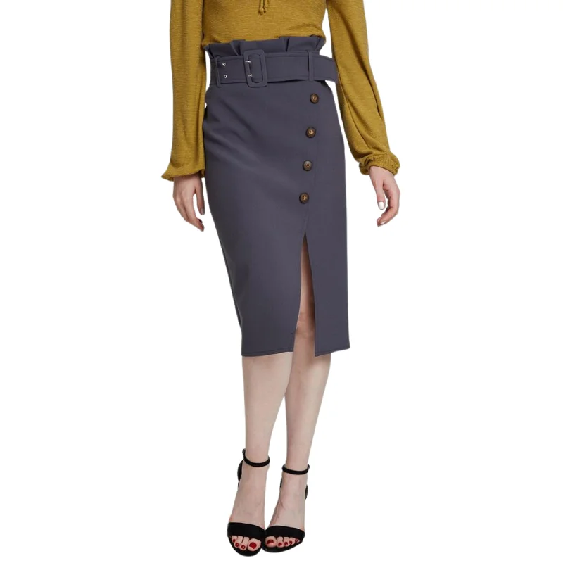 OXXO -  High Waist Skirt with Buttons corduroy skirt durable
