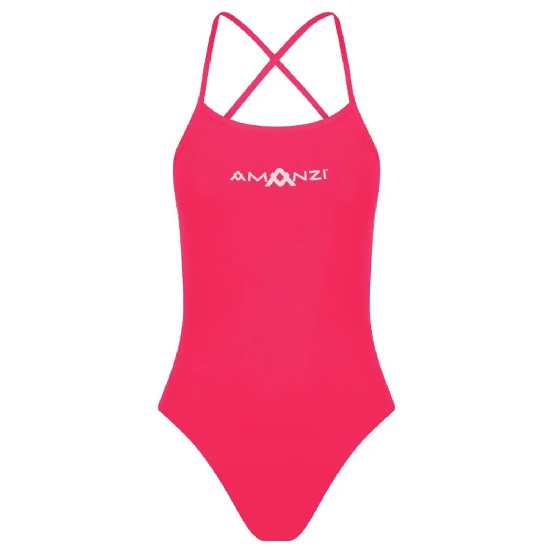 AMANZI Women's Tie-Back Swimsuit - Ruby Plunge Back Swimsuit